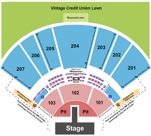 Hollywood Casino Amphitheatre Green Day Seating Chart